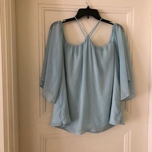 Lovers + Friends: Blue off the shoulder top
